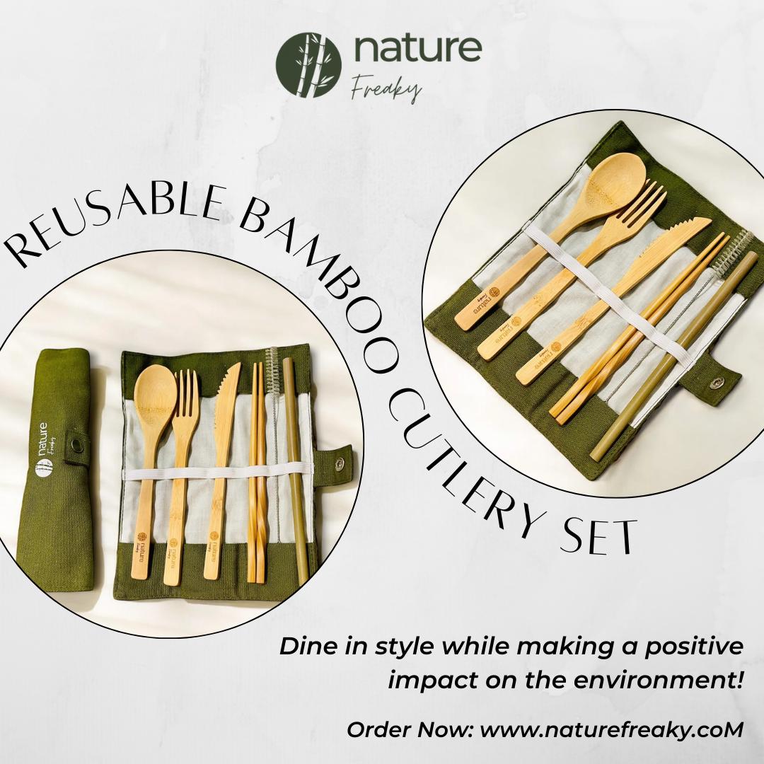 REUSABLE BAMBOO CUTLERY KIT | ECO-FRIENDLY & ZERO-WASTE UTENSILS Nature Freaky