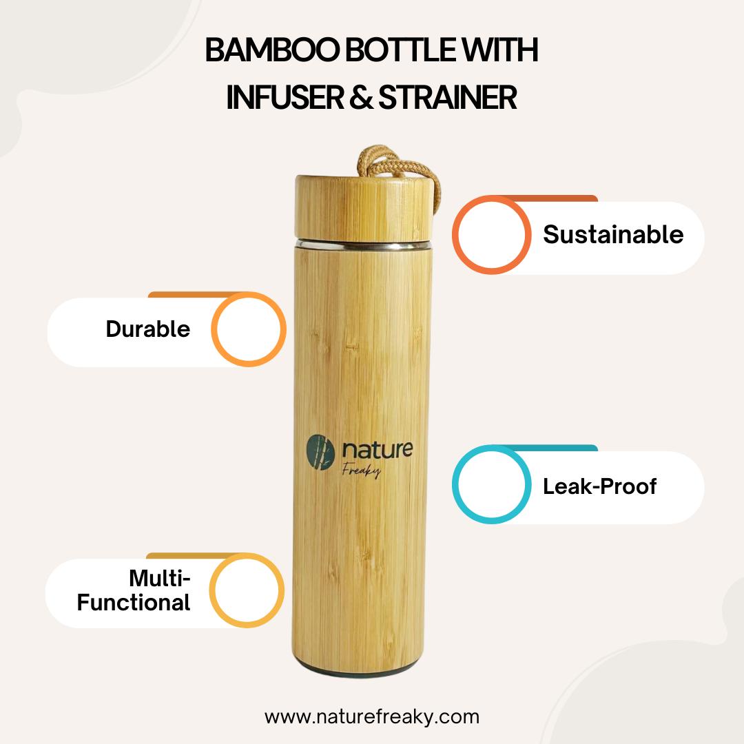 ECO-FRIENDLY BAMBOO BOTTLE WITH INFUSER & STRAINER Nature Freaky