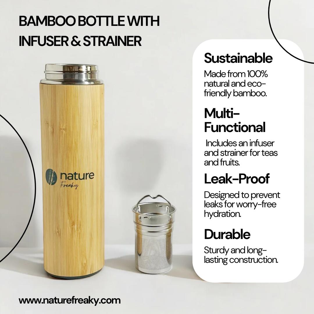 ECO-FRIENDLY BAMBOO BOTTLE WITH INFUSER & STRAINER Nature Freaky